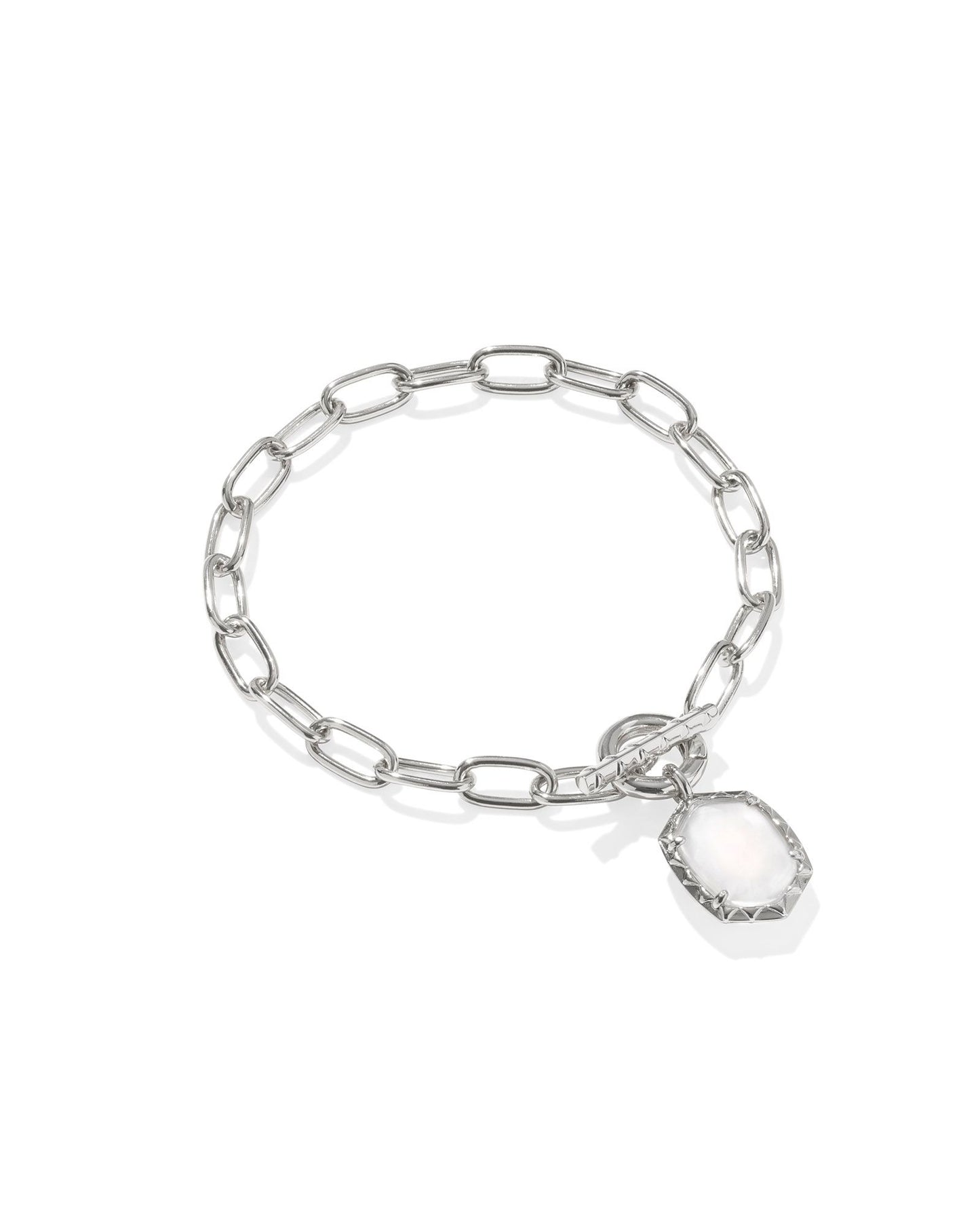 Daphne Link And Chain Bracelet Silver Ivory Mother Of Pearl - Southern Belle Boutique