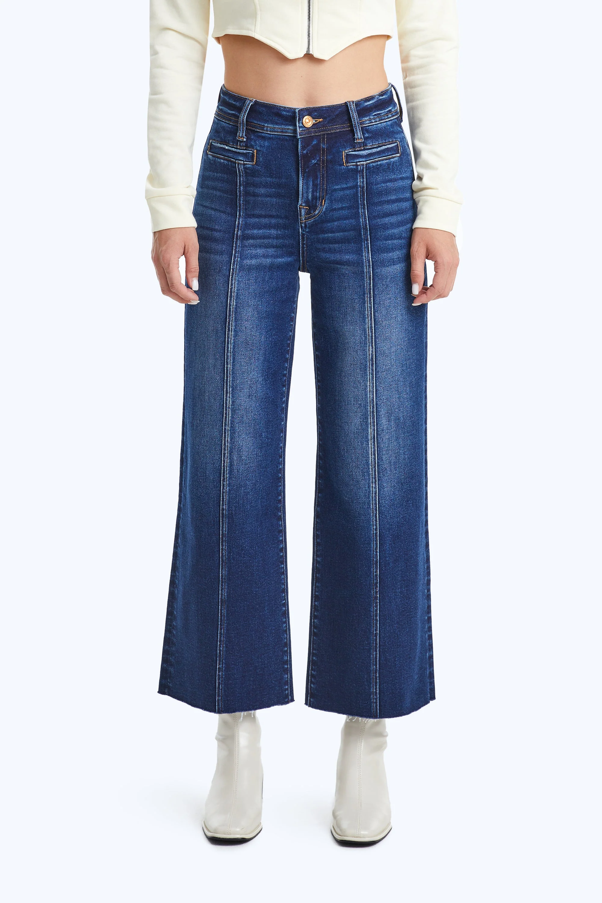 High Rise Wide Leg Jeans - Dark Blue