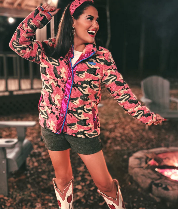 Brianna Cannon Pink Camo Pile Fleece Jacket - Southern Belle Boutique