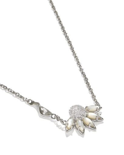 Anya Flower Short Pendant Necklace - Silver Ivory Mix - Southern Belle Boutique