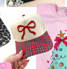 Christmas Plaid Bow Trucker Hat - Southern Belle Boutique