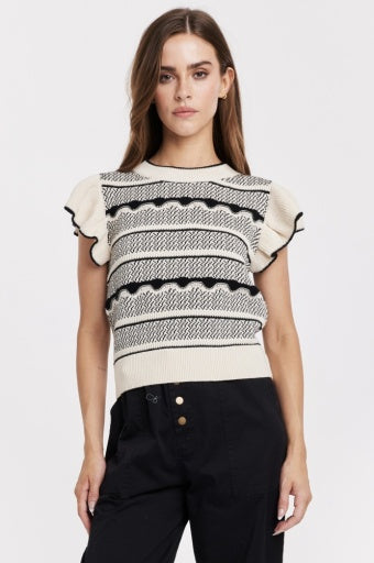 Bethany Sweater - Black/Cream - Southern Belle Boutique