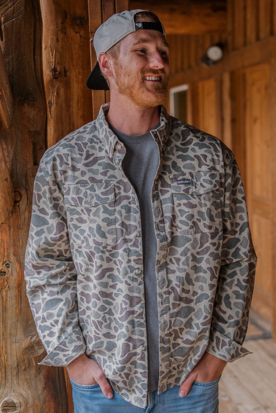 Cotton Twill Button Up LS - Classic Deer Camo - Southern Belle Boutique