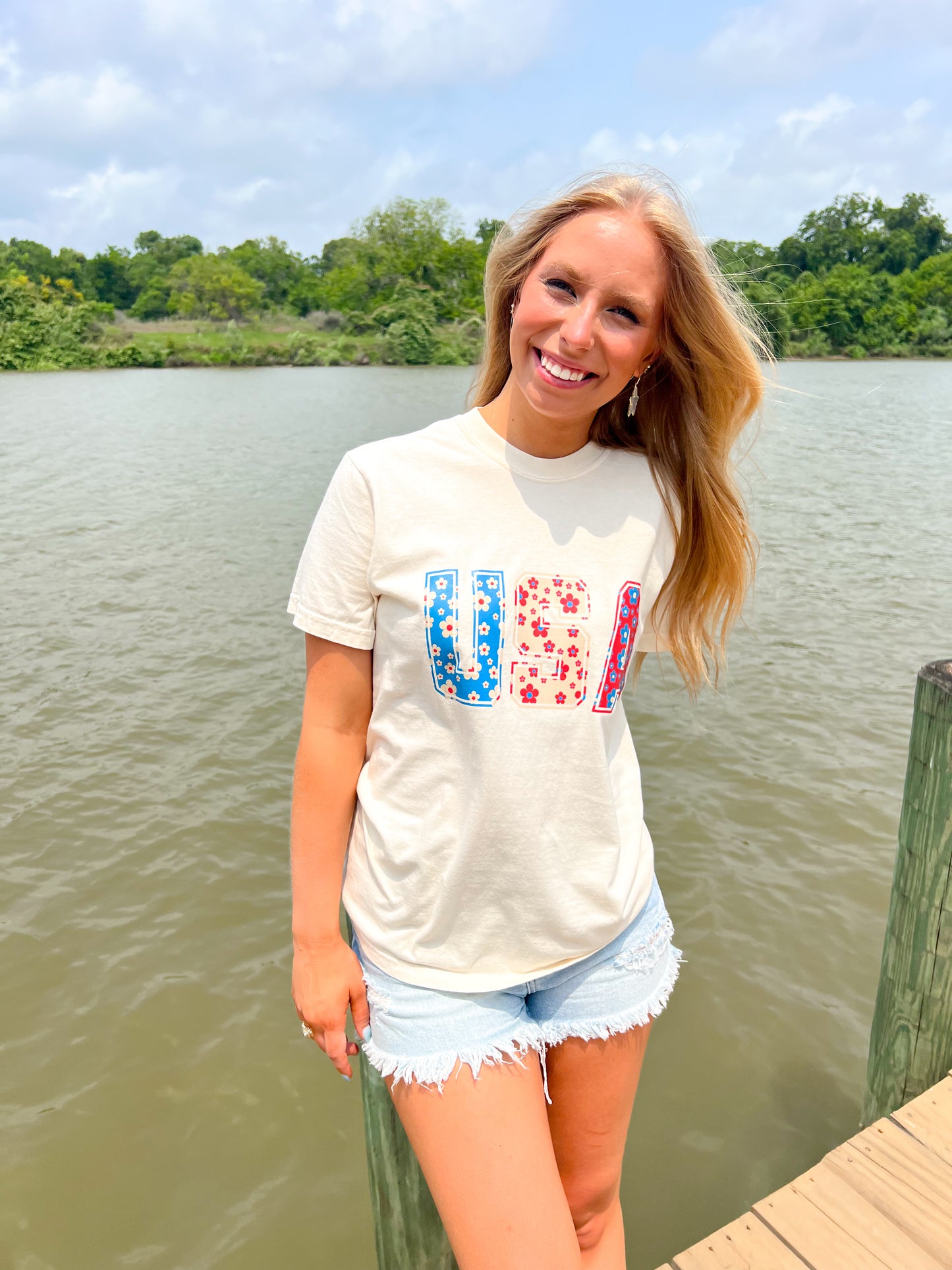 USA Floral Tee - Southern Belle Boutique