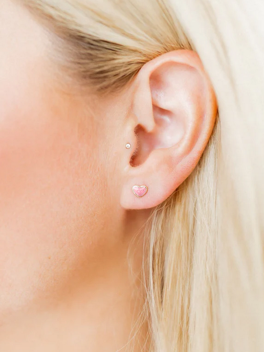 Screwback Stud Earrings - Nora Heart Pink - Southern Belle Boutique