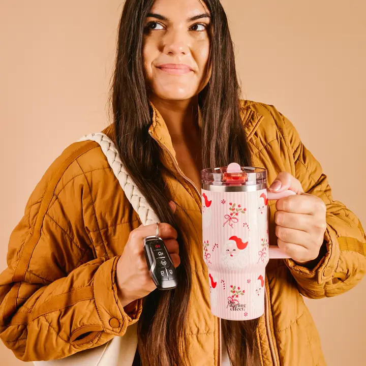 20 oz Lifestyle Flip Straw Tumbler-Holly Jolly Santa - Southern Belle Boutique