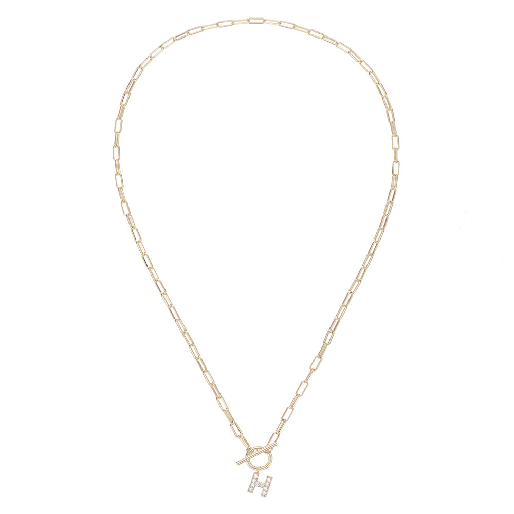 Sparkle Mini Toggle Initial Necklace - Gold - Southern Belle Boutique