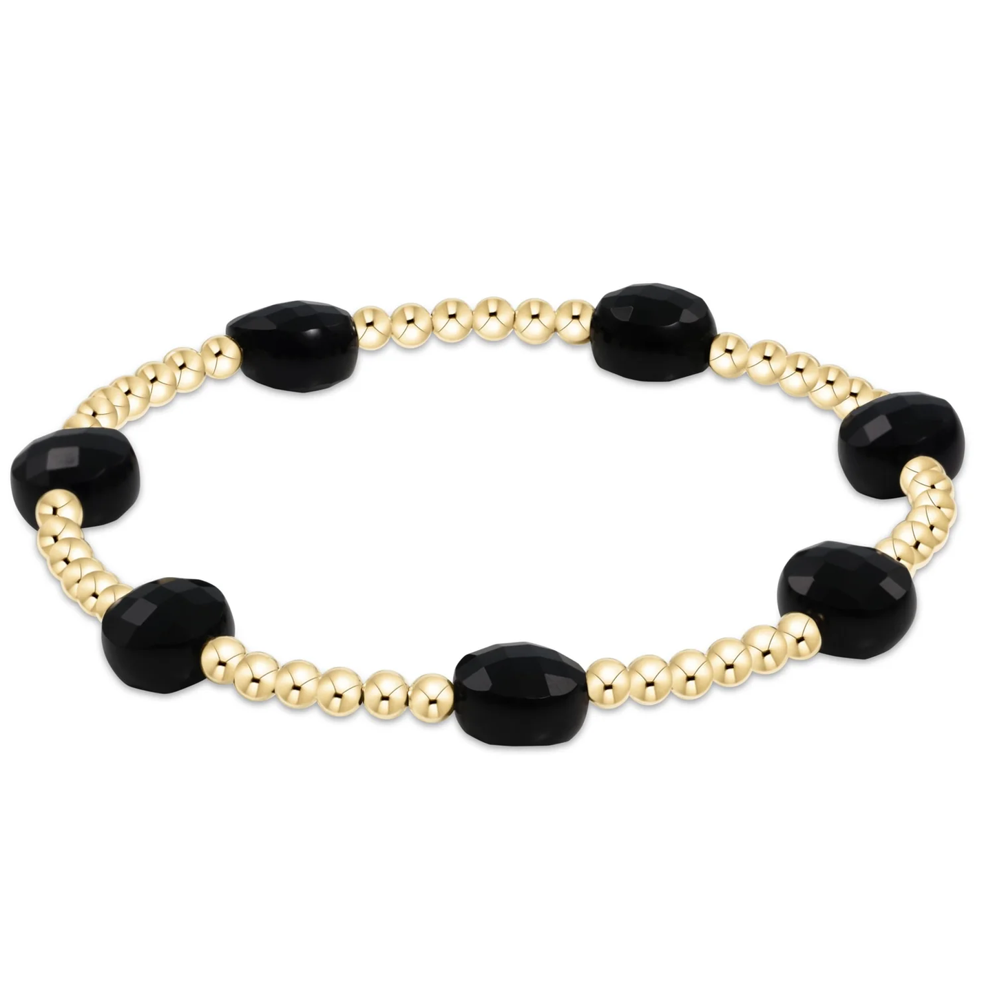 Admire Gold 3mm Bead Bracelet - Faceted Onyx