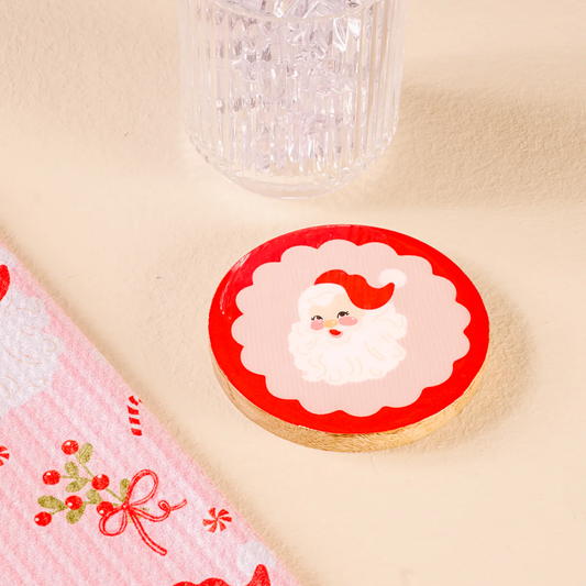 Holly Jolly Santa Wood Enamel Coaster - Southern Belle Boutique