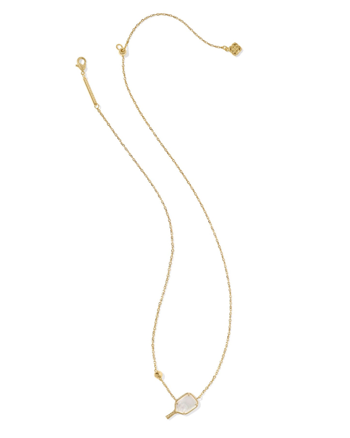 Pickleball Short Pendant Necklace Gold Ivory Mother Of Pearl - Southern Belle Boutique