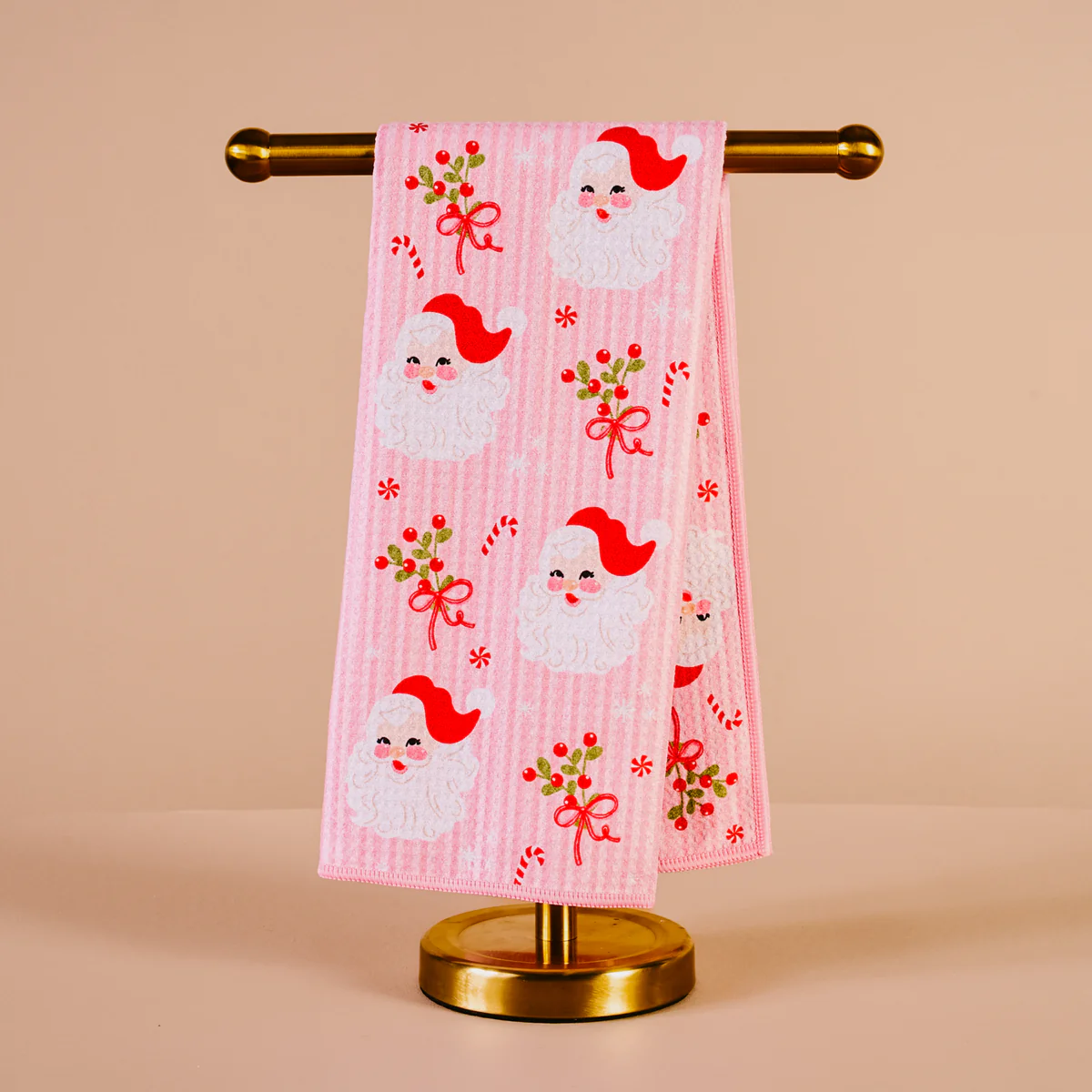 Holly Jolly Santa Waffle Tea Towel