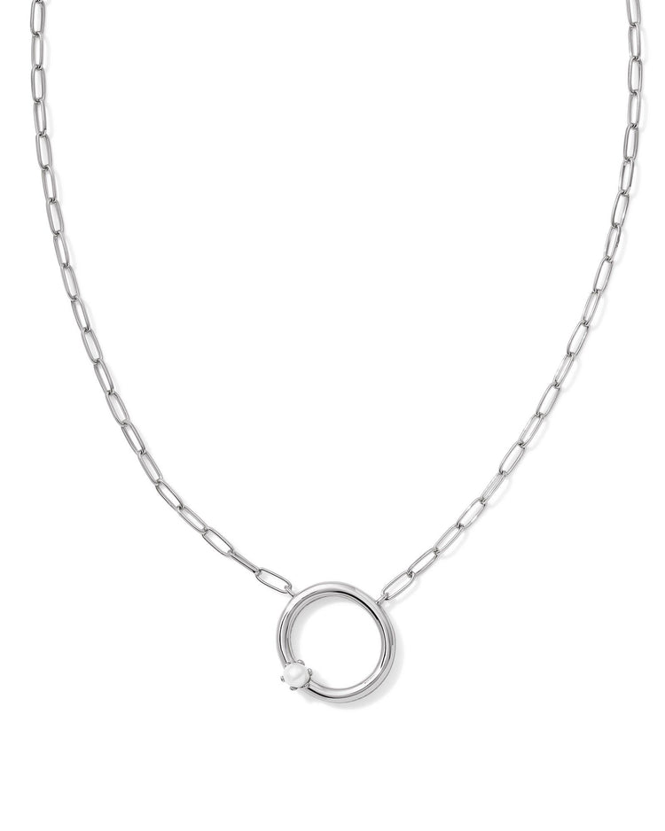 Pearl Initial O Short Pendant Necklace - Silver - Southern Belle Boutique