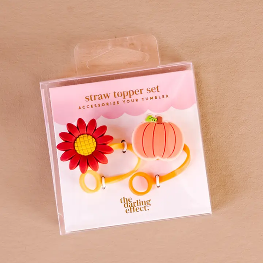 Straw Topper Set-Petals & Pumpkins - Southern Belle Boutique