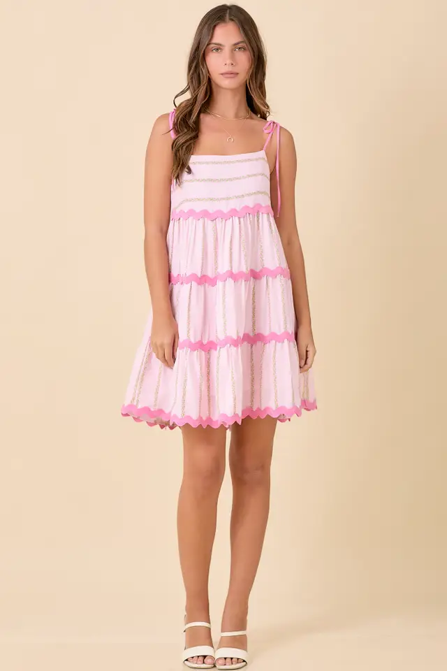 Floral Stripe Mini Dress Light Pink - Southern Belle Boutique