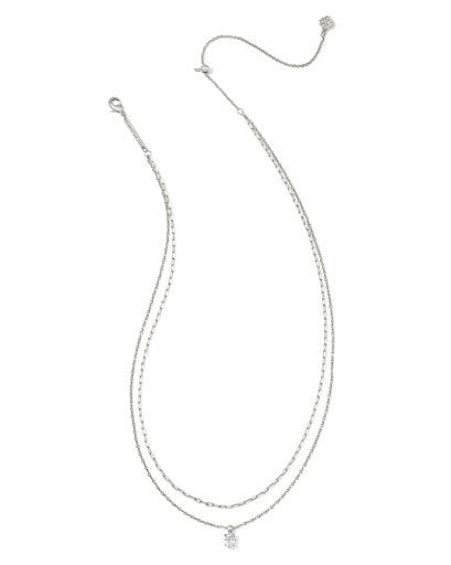 Cailin Multi Strand Necklace - Silver White Crystal