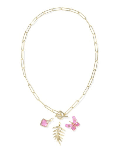 Bianca Butterfly Charm Necklace - Gold Pink Mix - Southern Belle Boutique