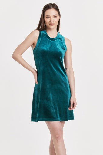 Justine Velvet Swing Dress - Clover - Southern Belle Boutique
