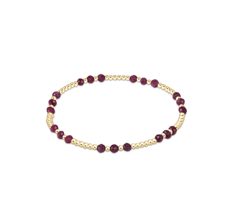 Gemstone Gold Joy Pattern 3MM Bead Bracelet - Ruby