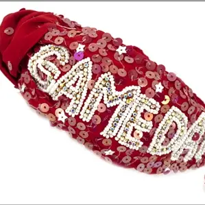 Red Sequin Headband with White Rhinestone Game Day - Southern Belle Boutique