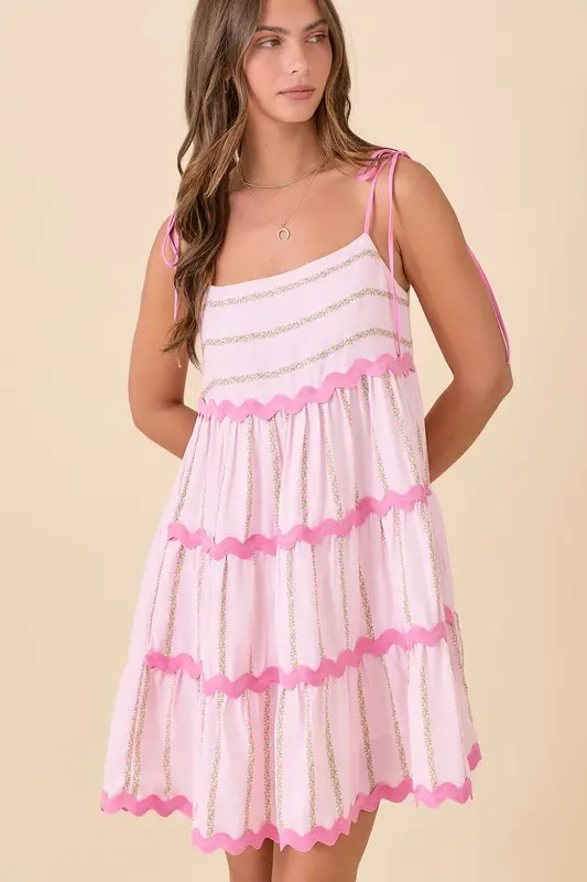 Floral Stripe Mini Dress Light Pink - Southern Belle Boutique