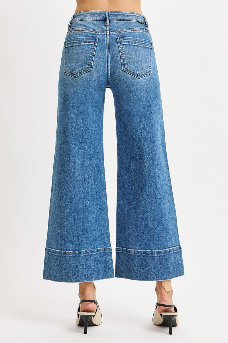 Tummy Control Mid Rise Crop Wide Pintuck Front - Medium