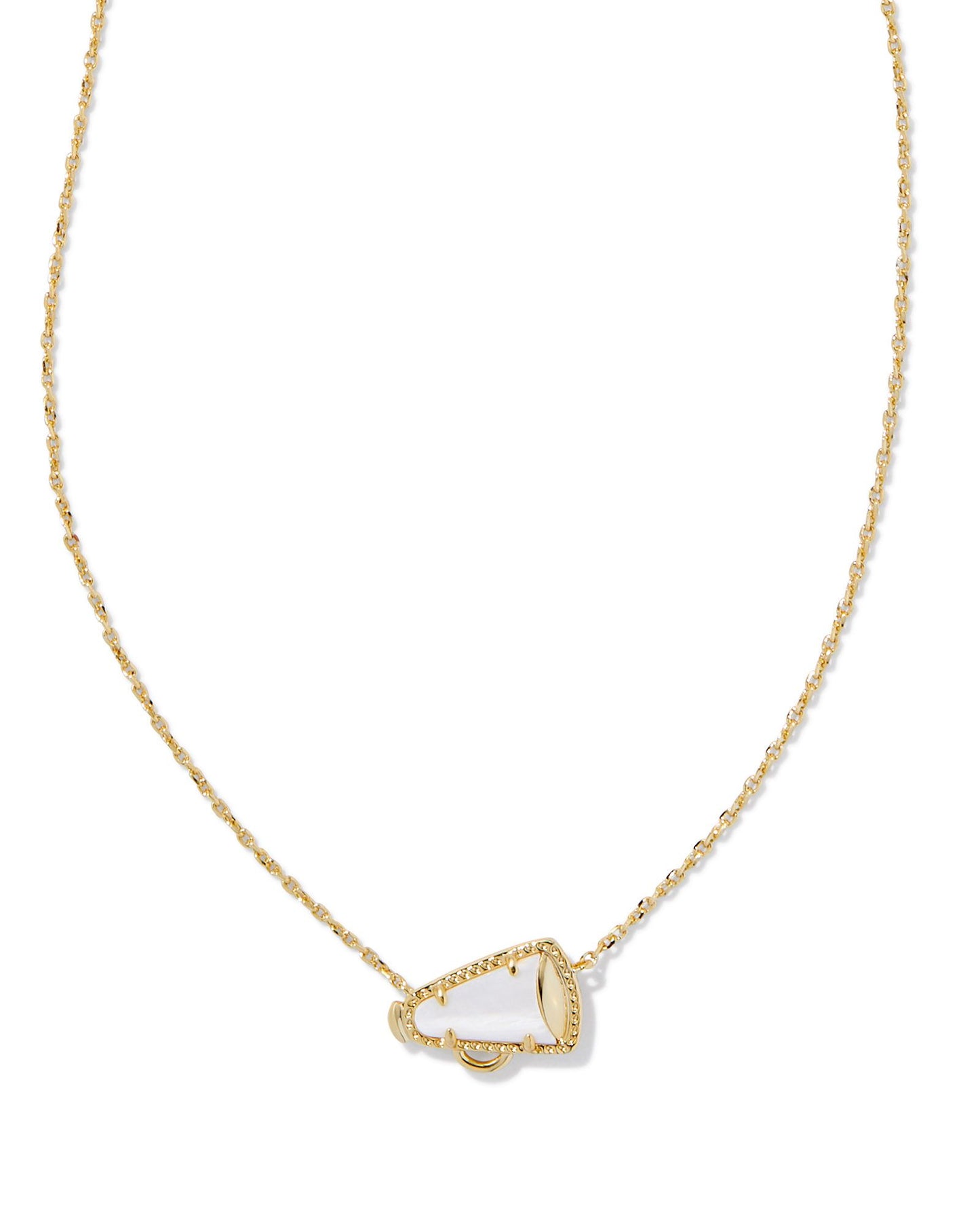 Cheer Short Pendant Necklace Gold White Mother Of Pearl - Southern Belle Boutique