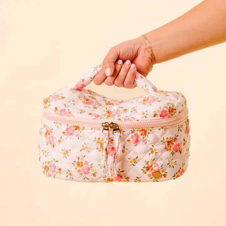 Glam & Go Quilted Cosmetic Bag-Endless Daydream Cream - Southern Belle Boutique