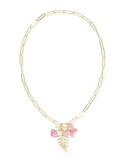 Bianca Butterfly Charm Necklace - Gold Pink Mix - Southern Belle Boutique