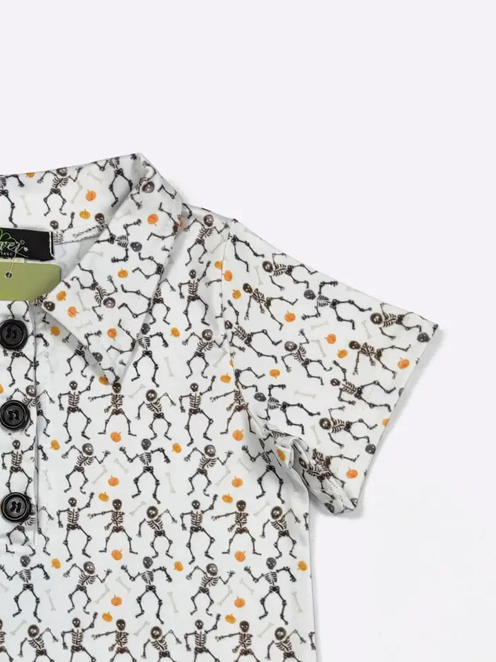Skeleton Boy Collar Shirt - Southern Belle Boutique