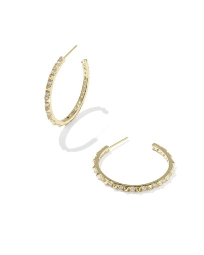 Fate Hoop Earrings - Gold White Cz