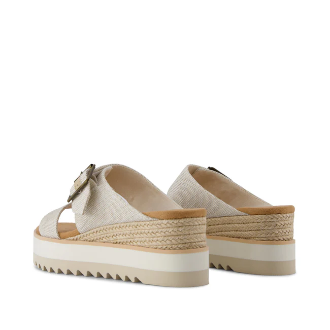 Diana Mule Buckle Wedge Sandal - Natural