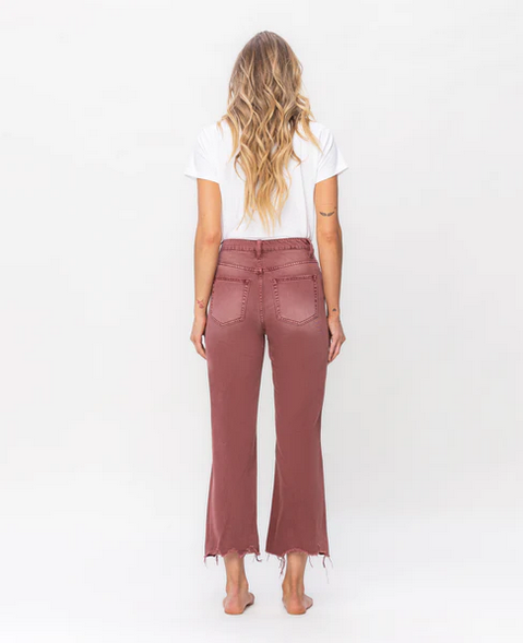 Super High Rise 90's Vintage Crop Flare Jeans - Russet Brown - Southern Belle Boutique