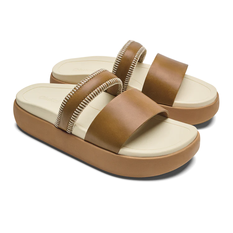 Pae Leather Slide Sandals - Tan/White Sand - Southern Belle Boutique