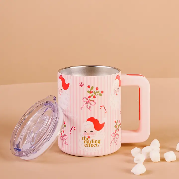 14oz Insulated Mug - Holly Jolly Santa - Southern Belle Boutique