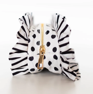 Ruffled Nylon Pencil Bag - Polka Stripe - Southern Belle Boutique