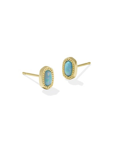 Mini Ellie Stud Earrings Gold Light Teal Kyocera Opal - Southern Belle Boutique