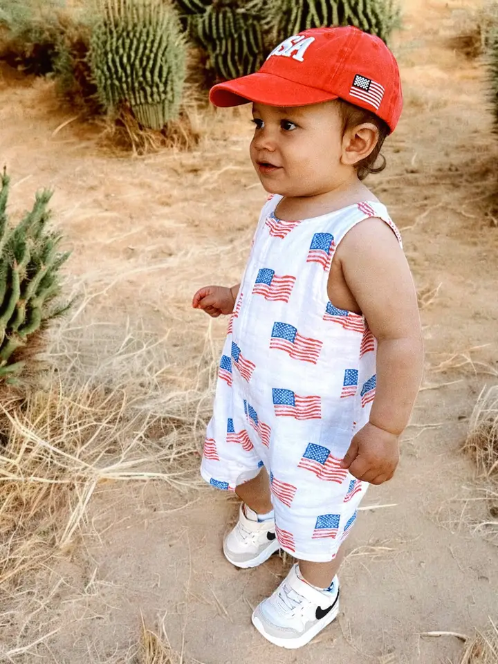 American Flag Muslin Shortie Romper - Southern Belle Boutique