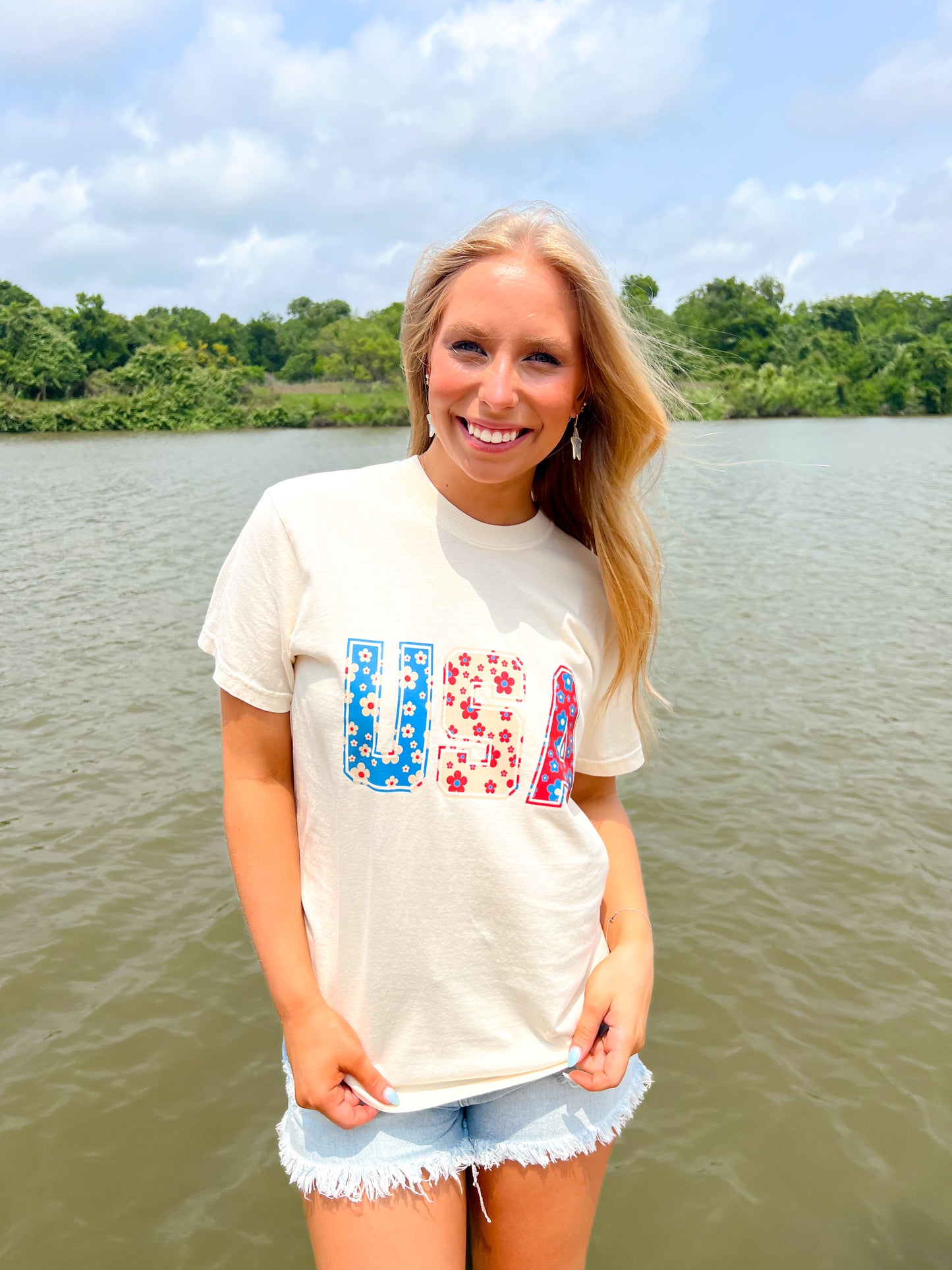 USA Floral Tee - Southern Belle Boutique