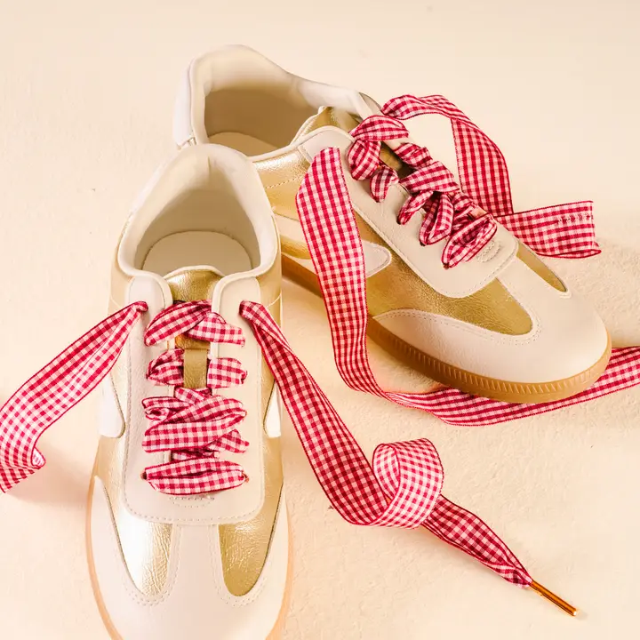 Step It Up Shoelaces - Gingham Red - Southern Belle Boutique