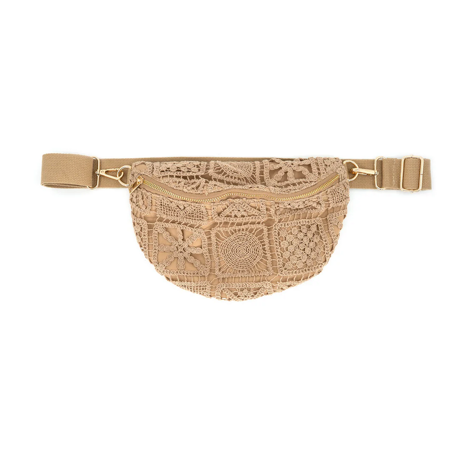 Aura Crochet Fanny Bag - Khaki - Southern Belle Boutique