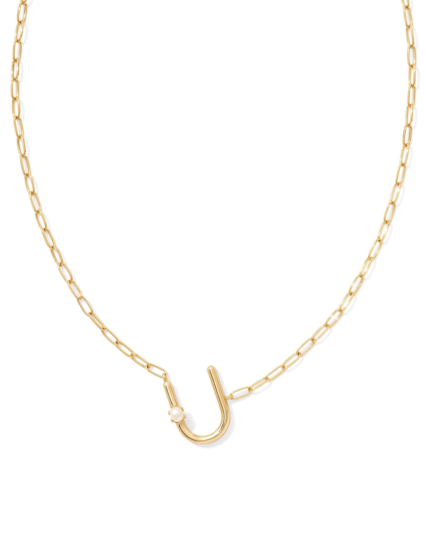 Pearl Initial U Short Pendant Necklace - Gold - Southern Belle Boutique