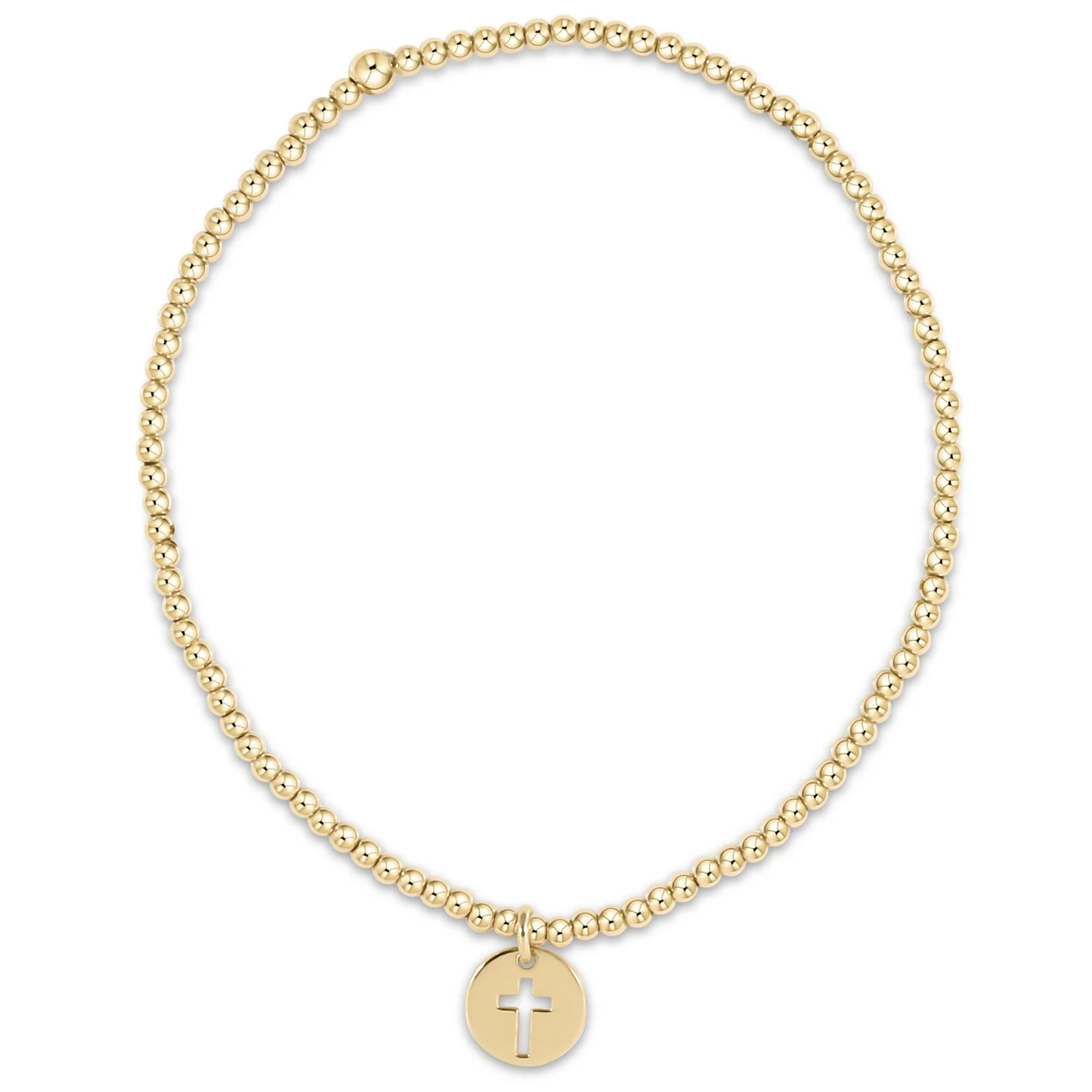 EGirl Classic Gold 2mm Bead Bracelet - Blessed Small Gold Disc - Southern Belle Boutique