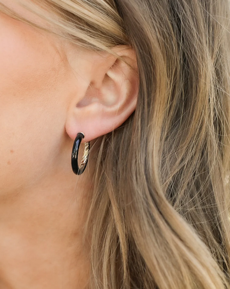 Eclipse Hoop Earrings - Black Gold - Southern Belle Boutique