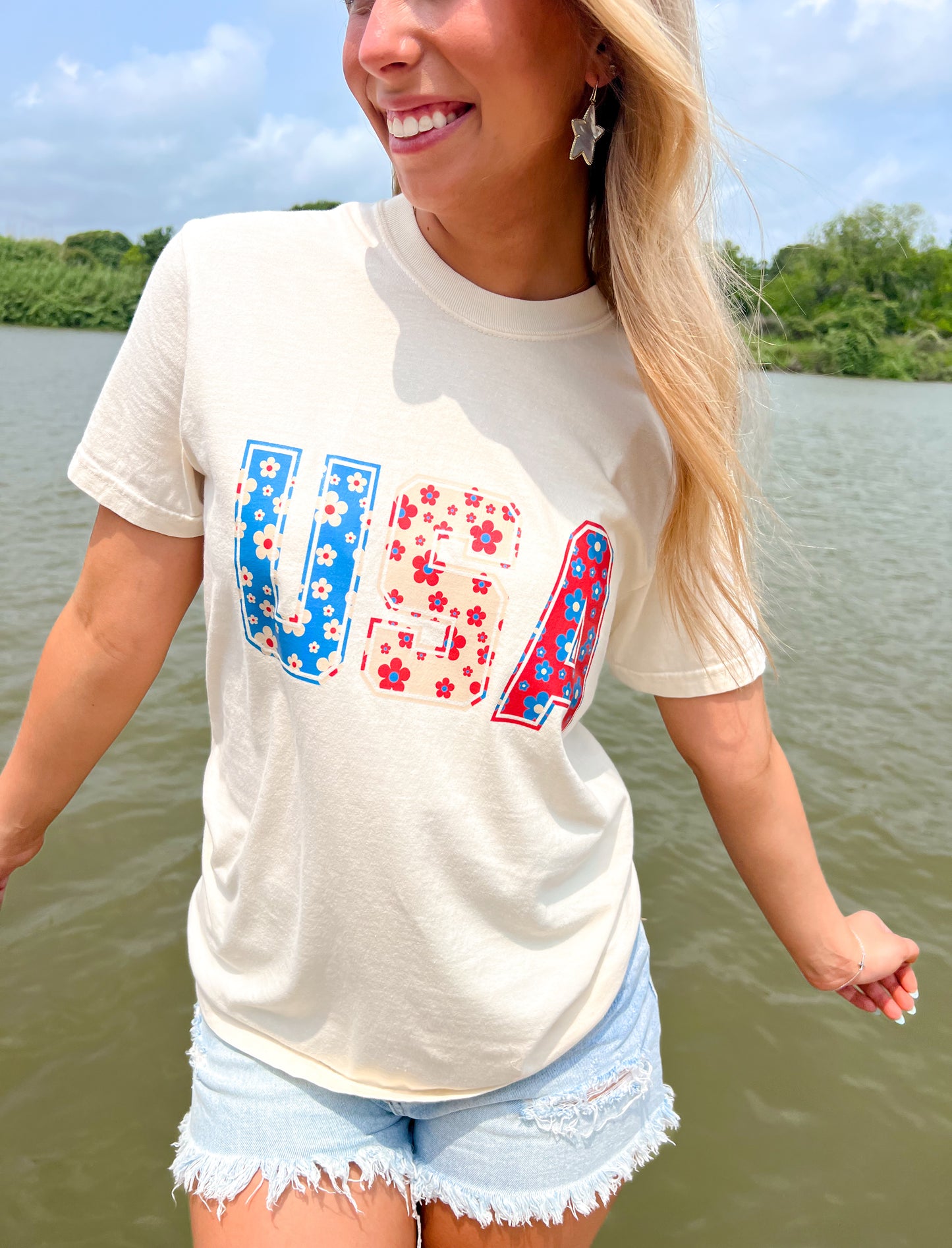 USA Floral Tee - Southern Belle Boutique