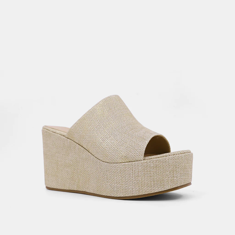 Ilaria Gold Woven Wedge Sandal - Southern Belle Boutique