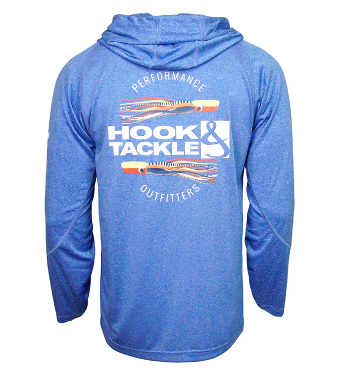 Tuned In Wicked Dry & Cool Fishing Hoodie - Blue Heather - Southern Belle Boutique