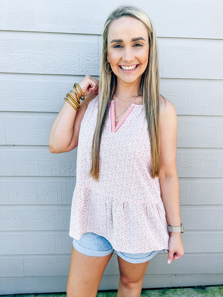 Blush Floral Halter Top - Southern Belle Boutique