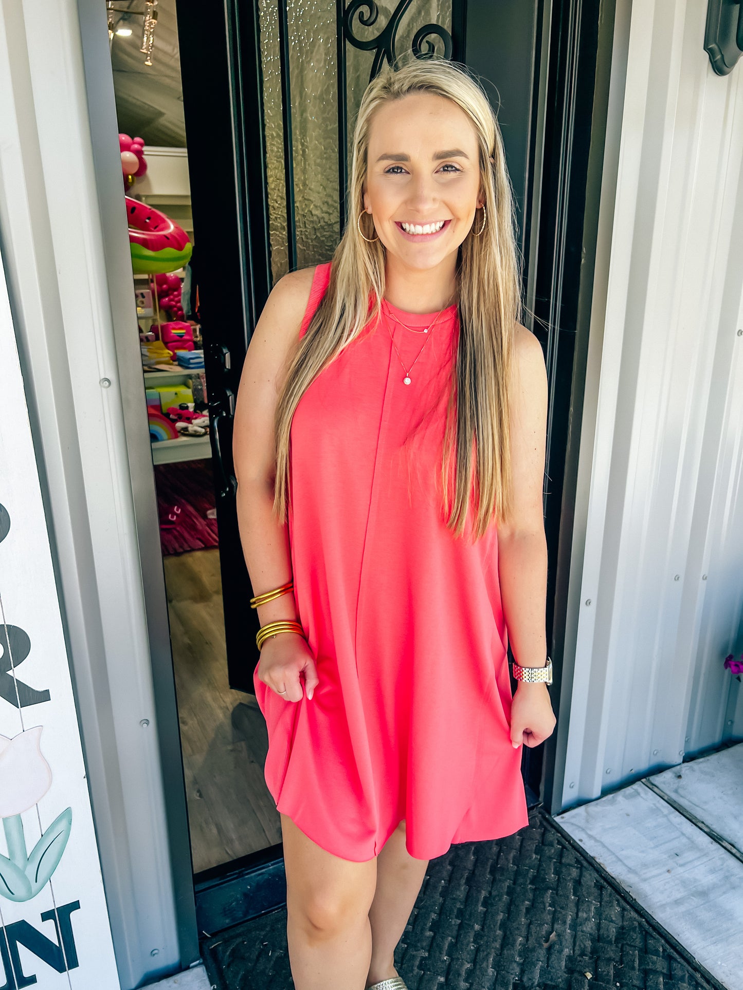 Pink Inman Ribbed Dress - Southern Belle Boutique