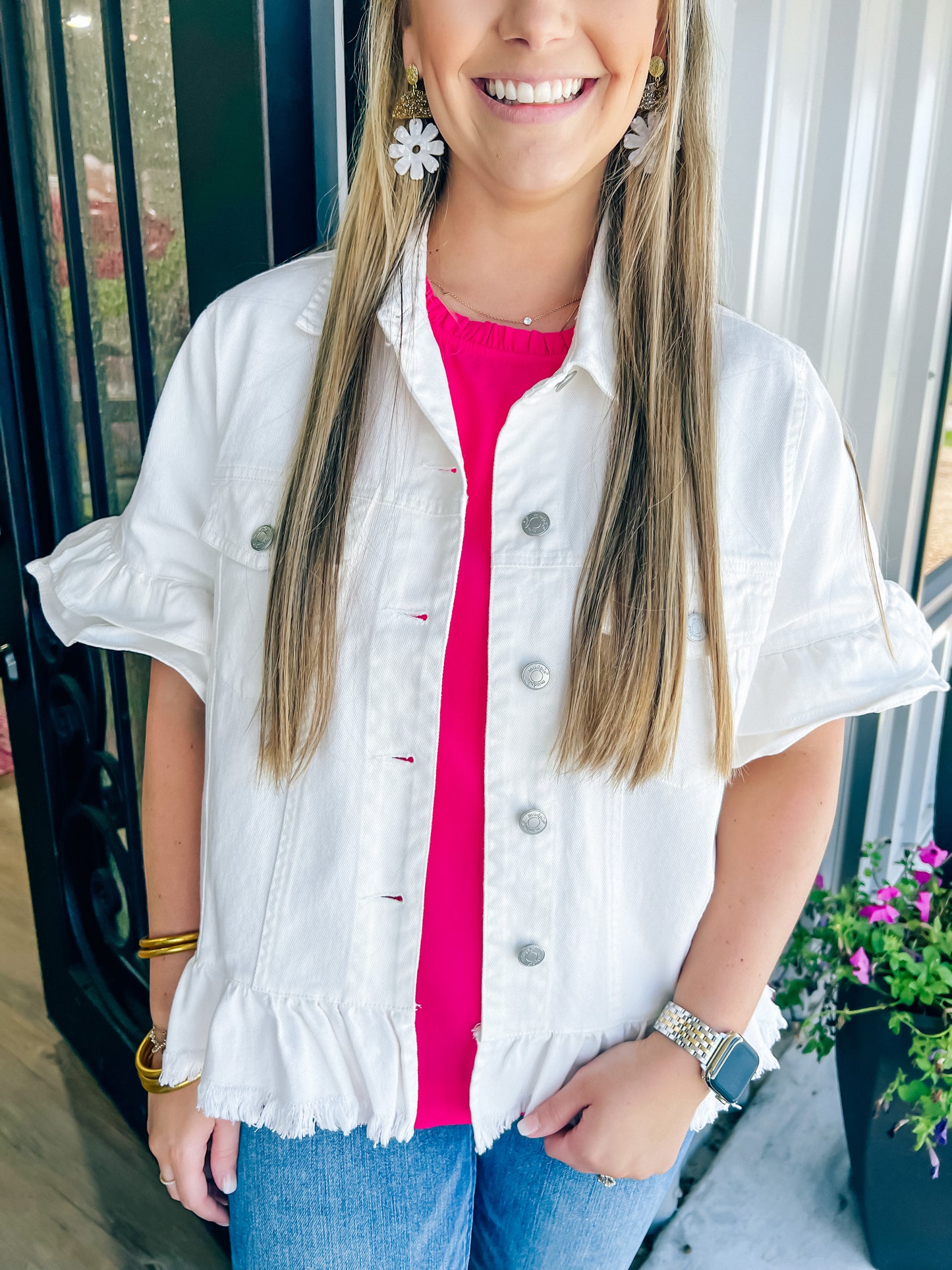 Mabry White Denim Jacket - Southern Belle Boutique