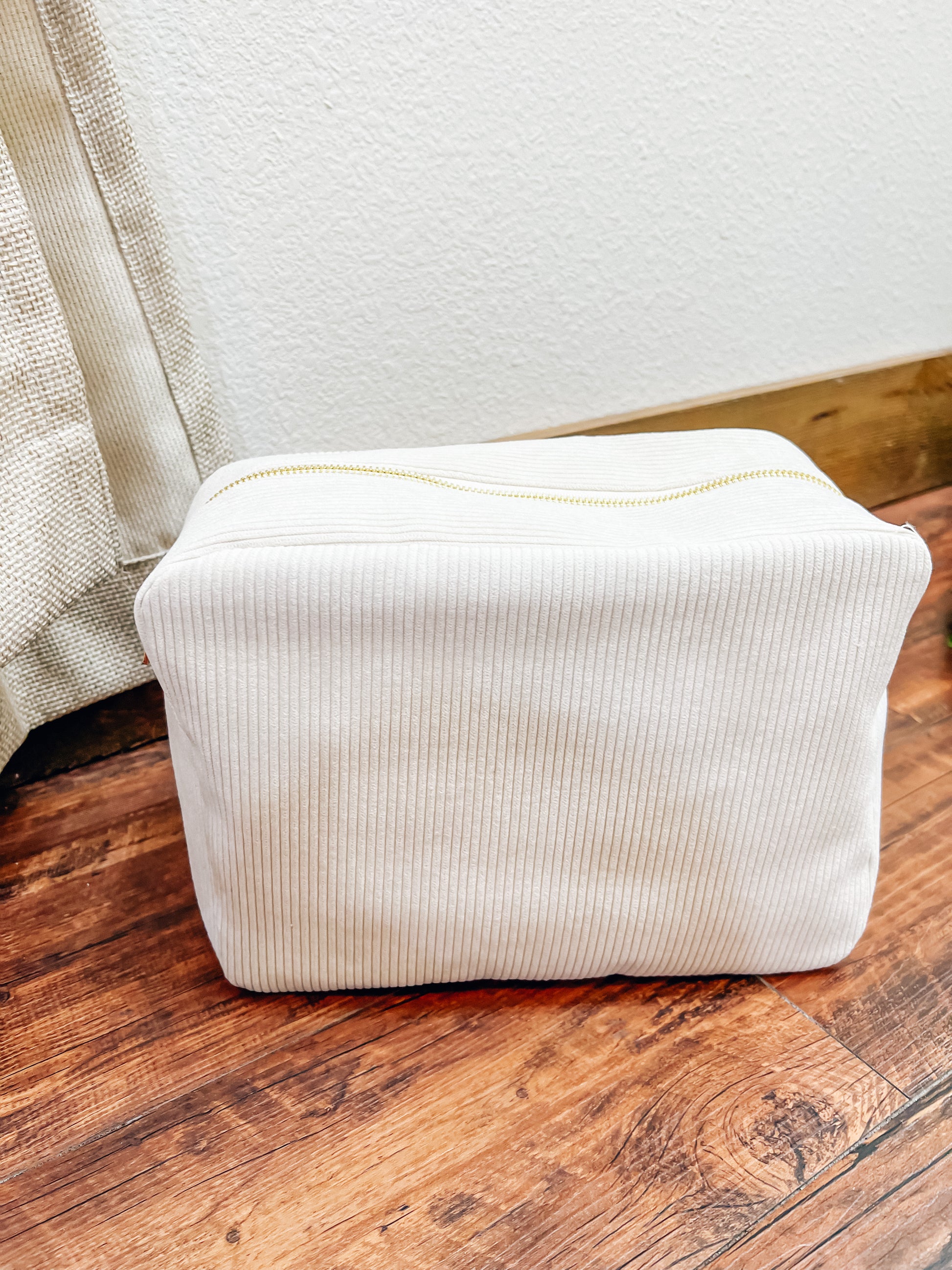 Cream Corduroy XL Cosmetic Bag - Southern Belle Boutique